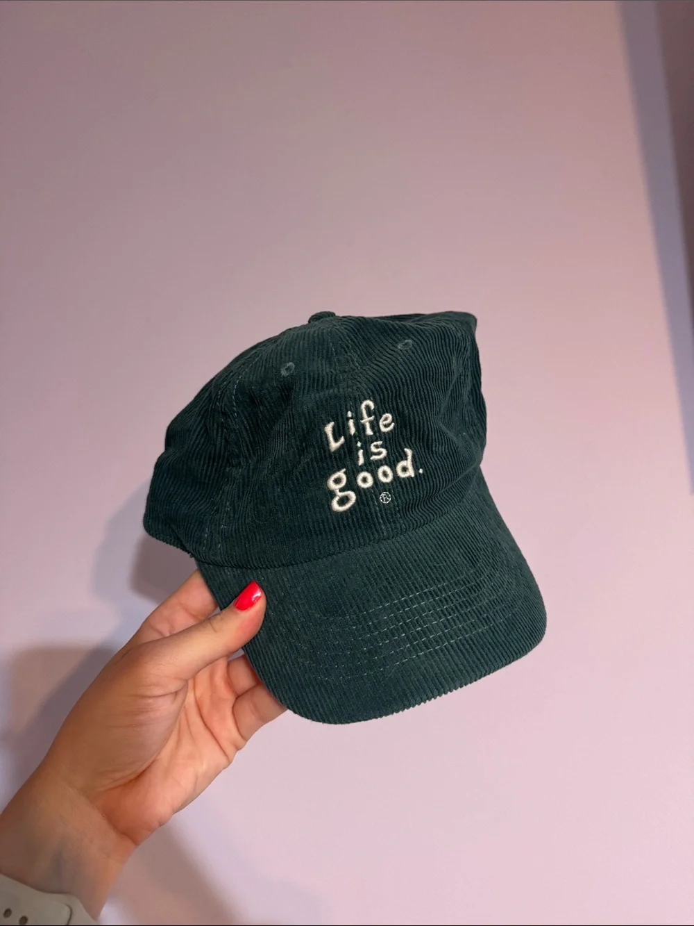 Life Is Good Dark Green Corduroy Baseball Cap - Picture 2 of 6